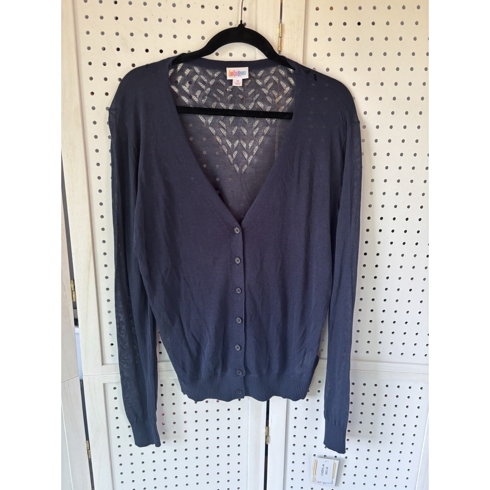 NEW! LuLaRoe Medium Cheryl Lightweight Button Up Cardigan Sweater NWT Navy Blue